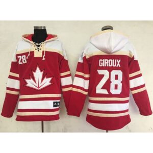 6861a4221994c_1 Team CA. #28 Claude Giroux Red Sawyer Hooded Sweatshirt 2016 World Cup Stitched NHL Jersey