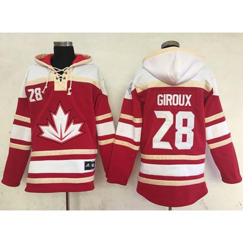 6861a4221994c_1 Team CA. #28 Claude Giroux Red Sawyer Hooded Sweatshirt 2016 World Cup Stitched NHL Jersey