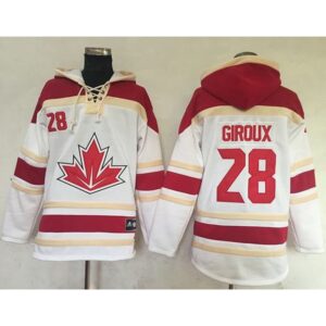 6861a4257e86a_1 Team CA. #28 Claude Giroux White Sawyer Hooded Sweatshirt 2016 World Cup Stitched NHL Jersey