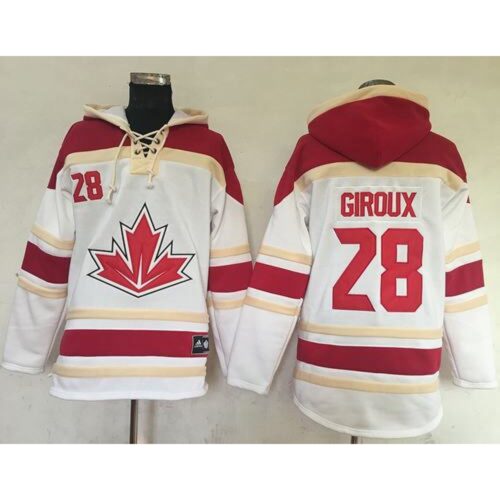 6861a4257e86a_1 Team CA. #28 Claude Giroux White Sawyer Hooded Sweatshirt 2016 World Cup Stitched NHL Jersey