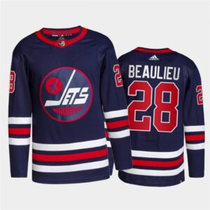 6861a428995bc_1 Men's Winnipeg Jets #28 Nathan Beaulieu 2021/22 Navy Stitched Jersey