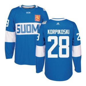 6861a43dbccab_1 Team Finland #28 Lauri Korpikoski Blue 2016 World Cup Stitched NHL Jersey