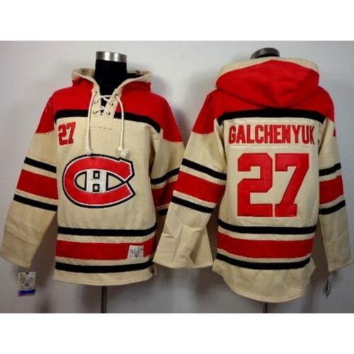 6861a4903951a_1 Canadiens #27 Alex Galchenyuk Cream Sawyer Hooded Sweatshirt Stitched NHL Jersey