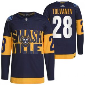 6861a4d12802e_1 Men's Nashville Predators #28 Eeli Tolvanen 2022 Navy Stadium Series Breakaway Player Stitched Jersey
