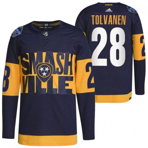 6861a4d12802e_1 Men's Nashville Predators #28 Eeli Tolvanen 2022 Navy Stadium Series Breakaway Player Stitched Jersey