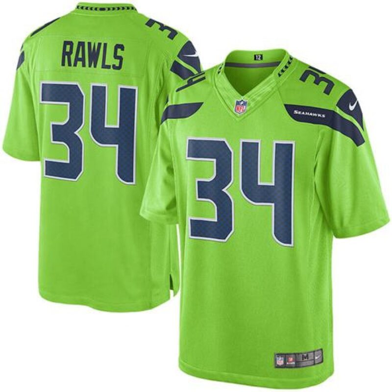 6861a541e2a3e_1 Seahawks #34 Thomas Rawls Green Men's Stitched NFL Limited Rush Jersey