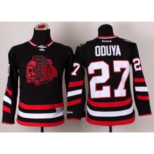 6861a56267d7c_1 Blackhawks #27 Johnny Oduya Black(Red Skull) 2014 Stadium Series Stitched Youth NHL Jersey