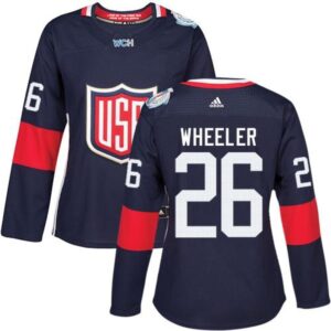 6861a5a967455_1 Team USA #26 Blake Wheeler Navy Blue 2016 World Cup Women's Stitched NHL Jersey