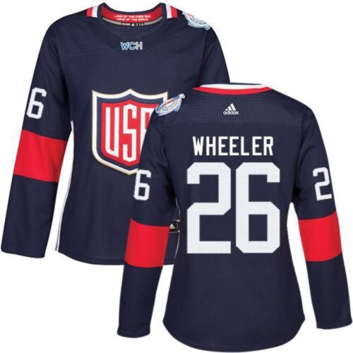 6861a5a967455_1 Team USA #26 Blake Wheeler Navy Blue 2016 World Cup Women's Stitched NHL Jersey