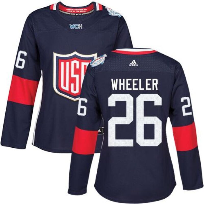 6861a5a967455_1 Team USA #26 Blake Wheeler Navy Blue 2016 World Cup Women's Stitched NHL Jersey