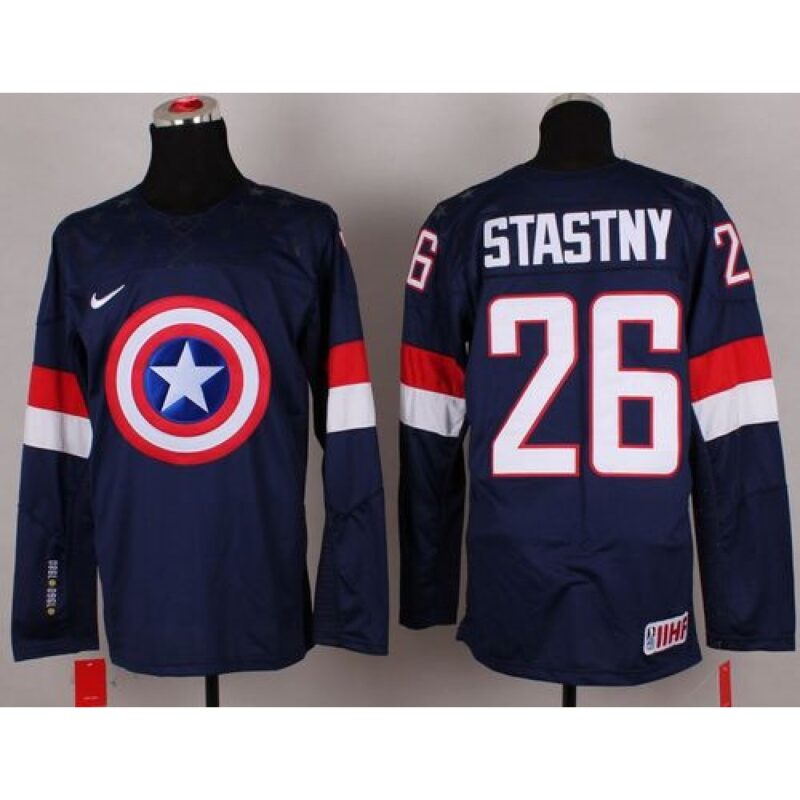 6861a5b1ec23a_1 Olympic Team USA #26 Paul Stastny Navy Blue Captain America Fashion Stitched NHL Jersey