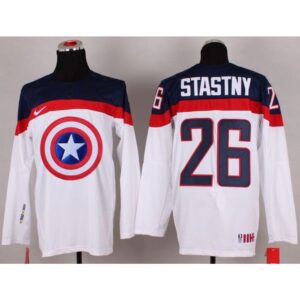 6861a5b804bf5_1 Olympic Team USA #26 Paul Stastny White Captain America Fashion Stitched NHL Jersey
