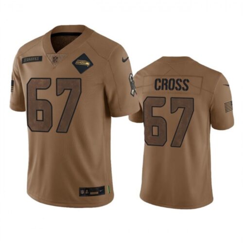 6861a5c9ad322_1 Men's Seattle Seahawks #67 Charles Cross 2023 Brown Salute To Service Limited Stitched Football Jersey