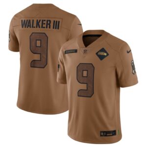 6861a5d0219b9_1 Men's Seattle Seahawks #9 Kenneth Walker III 2023 Brown Salute To Service Limited Stitched Football Jersey