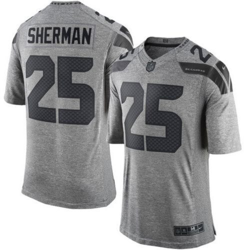 6861a5f3d7e11_1 Seahawks #25 Richard Sherman Gray Men's Stitched NFL Limited Gridiron Gray Jersey