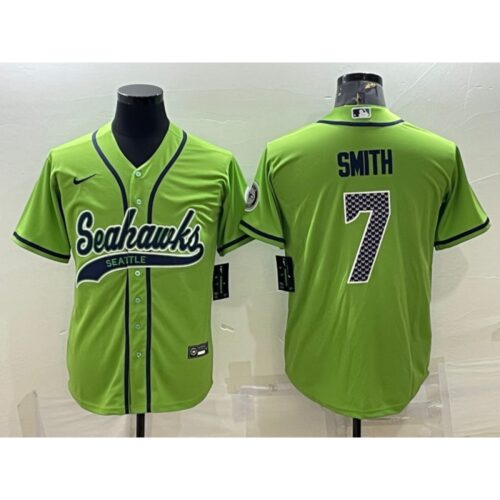 6861a62109da1_1 Men's Seattle Seahawks #7 Geno Smith Green With Patch Cool Base Stitched Baseball Jersey