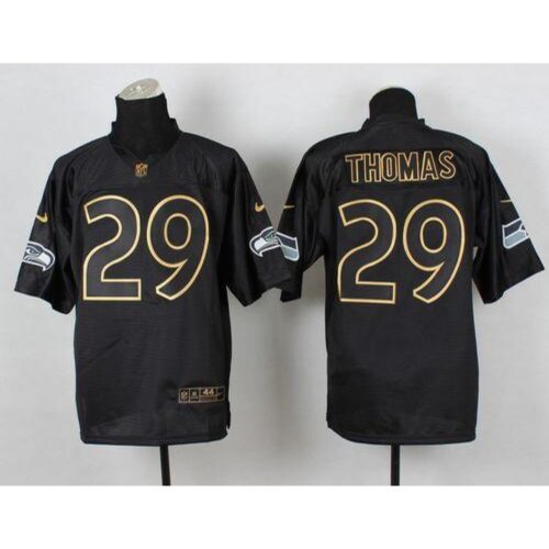 6861a6486e60d_1 Seahawks #29 Earl Thomas III Black Gold No. Fashion Men's Stitched NFL Elite Jersey