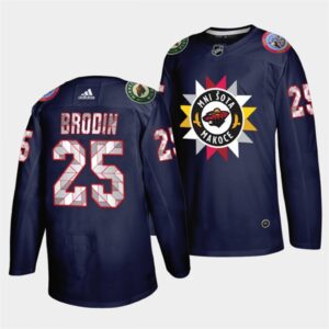 6861a66b54d10_1 Men's Minnesota Wild #25 Jonas Brodin 2021/22 Navy Native American Heritage Day Stitched Jersey