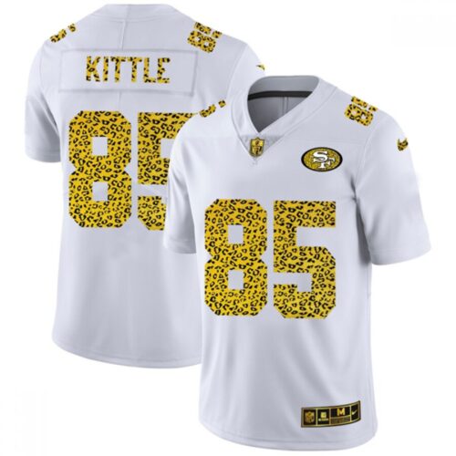 6861a6ec3c5f8_1 Men's San Francisco 49ers #85 George Kittle 2020 White Leopard Print Fashion Limited Stitched Jersey