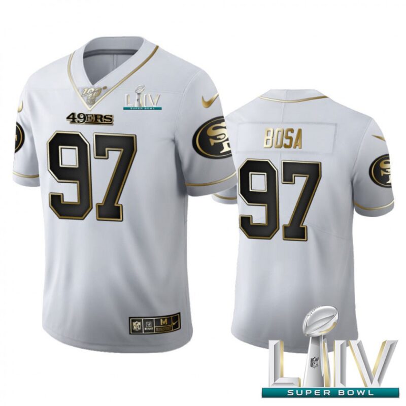 6861a706e0eac_1 Men's San Francisco 49ers #97 Nick Bosa White With Super Bowl Patch 100th Season Golden Edition Limited Stitched Jersey