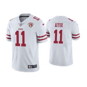 6861a7188c856_1 Men's San Francisco 49ers #11 Brandon Aiyuk 2021 White 75th Anniversary Vapor Untouchable Stitched NFL Jersey