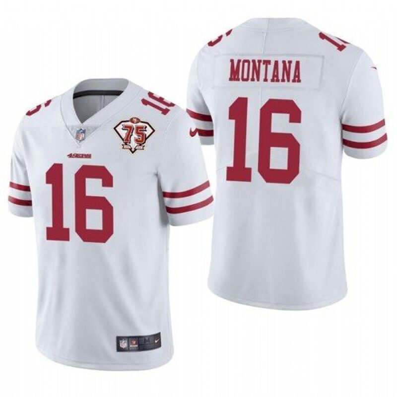 6861a71b6ceae_1 Men's San Francisco 49ers #16 Joe Montana 2021 White 75th Anniversary Vapor Untouchable Stitched NFL Jersey