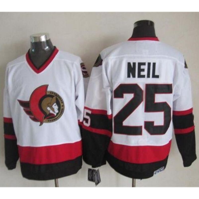 6861a72622043_1 Senators #25 Chris Neil White CCM Throwback Stitched NHL Jersey