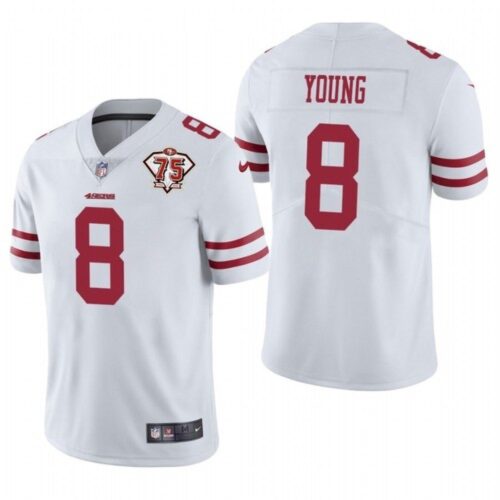 6861a72ca3276_1 Men's San Francisco 49ers #8 Steve Young 2021 White 75th Anniversary Vapor Untouchable Stitched NFL Jersey