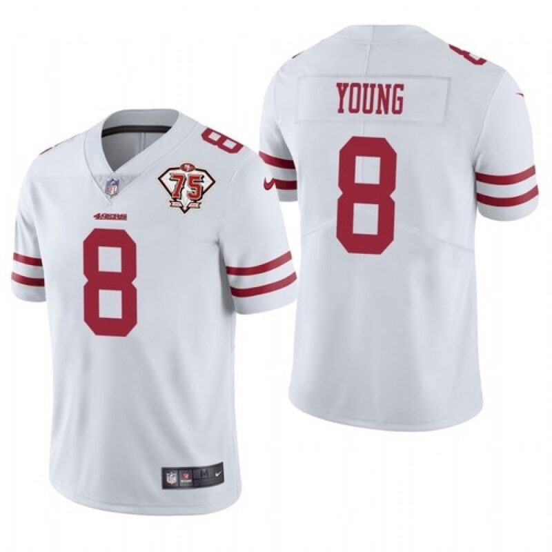 6861a72ca3276_1 Men's San Francisco 49ers #8 Steve Young 2021 White 75th Anniversary Vapor Untouchable Stitched NFL Jersey