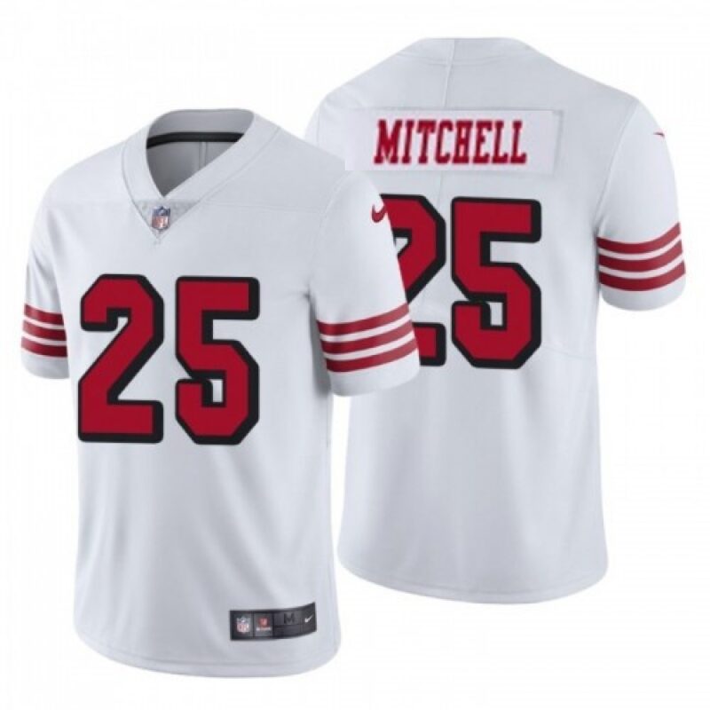6861a78cad2f8_1 Men's San Francisco 49ers #25 Eli Mitchell White Vapor Untouchable Limited Stitched Jersey