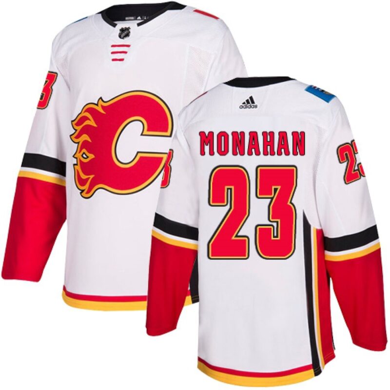 6861a79dbd209_1 Men's Calgary Flames #23 Sean Monahan White Away Stitched NHL Jersey