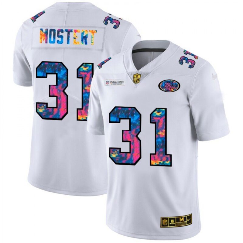 6861a7a12e9f4_1 Men's San Francisco 49ers #31 Raheem Mostert 2020 White Crucial Catch Limited Stitched Jersey