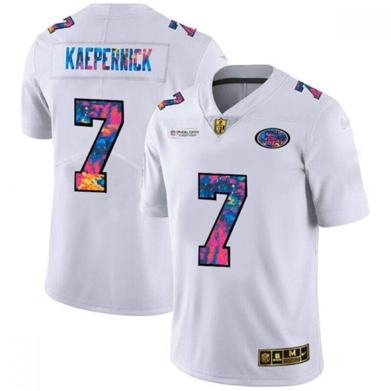 6861a7df9aafd_1 Men's San Francisco 49ers #7 Colin Kaepernick 2020 White Crucial Catch Limited Stitched Jersey