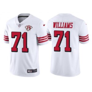 6861a7e83e655_1 Men's San Francisco 49ers #71 Trent Williams White 75th Anniversary Vapor Untouchable Limited Stitched Jersey