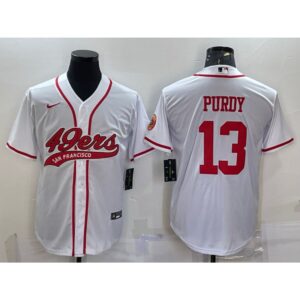 6861a8118d6af_1 Men's San Francisco 49ers #13 Brock Purdy White With Patch Cool Base Stitched Baseball Jersey