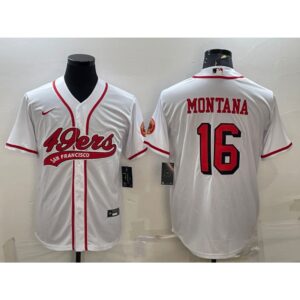 6861a814a1b07_1 Men's San Francisco 49ers #16 Joe Montana New White With Patch Cool Base Stitched Baseball Jersey