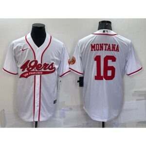 6861a8178055b_1 Men's San Francisco 49ers #16 Joe Montana White With Patch Cool Base Stitched Baseball Jersey