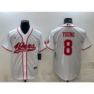 6861a82716f18_1 Men's San Francisco 49ers #8 Steve Young White With Patch Cool Base Stitched Baseball Jersey