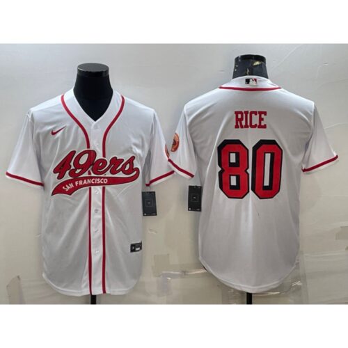 6861a82a45a44_1 Men's San Francisco 49ers #80 Jerry Rice New White With Patch Cool Base Stitched Baseball Jersey