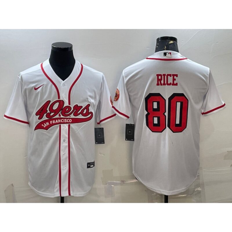 6861a82a45a44_1 Men's San Francisco 49ers #80 Jerry Rice New White With Patch Cool Base Stitched Baseball Jersey