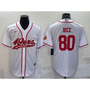 6861a82d7106a_1 Men's San Francisco 49ers #80 Jerry Rice White With Patch Cool Base Stitched Baseball Jersey