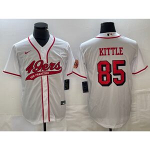 6861a8307e65e_1 Men's San Francisco 49ers #85 George Kittle New White Cool Base Stitched Baseball Jersey