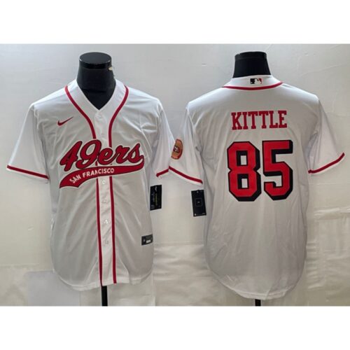 6861a8307e65e_1 Men's San Francisco 49ers #85 George Kittle New White Cool Base Stitched Baseball Jersey