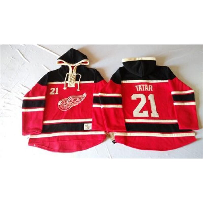 6861a8379dc5c_1 Red Wings #21 Tomas Tatar Red Sawyer Hooded Sweatshirt Stitched NHL Jersey