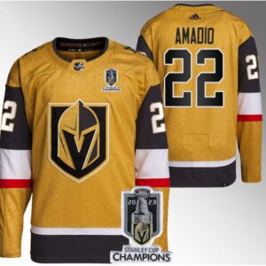 6861a83ab8a54_1 Men's Vegas Golden Knights #22 Michael Amadio Gold 2023 Stanley Cup Champions Stitched Jersey