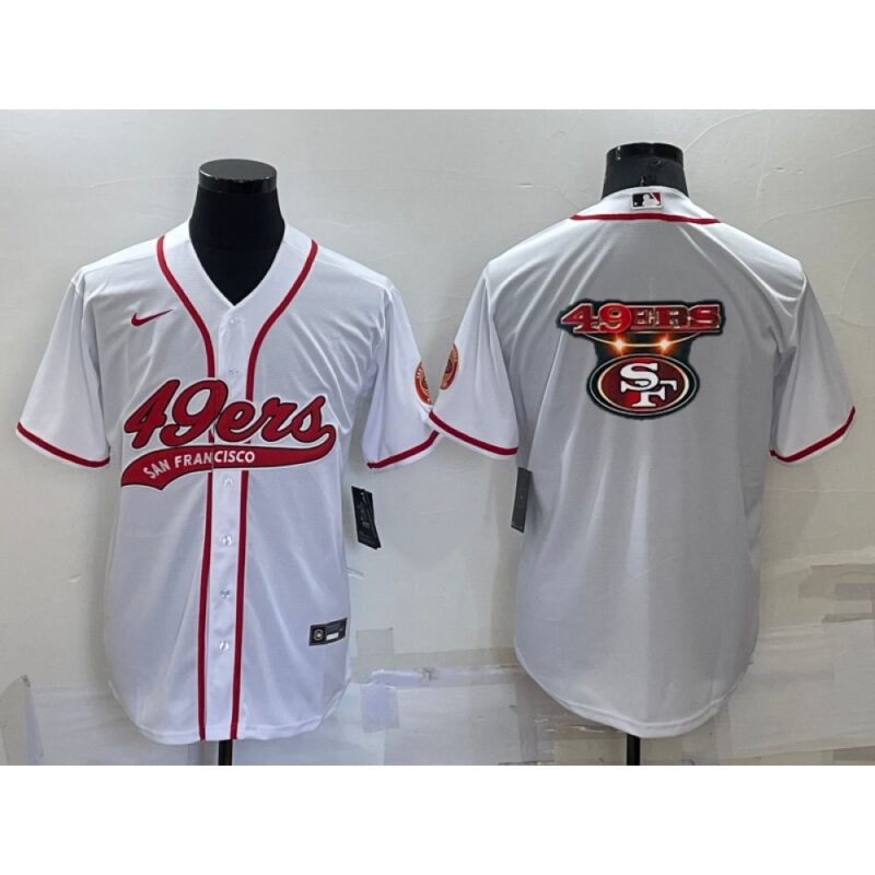 6861a83d147f7_1 Men's San Francisco 49ers White Team Big Logo With Patch Cool Base Stitched Baseball Jersey