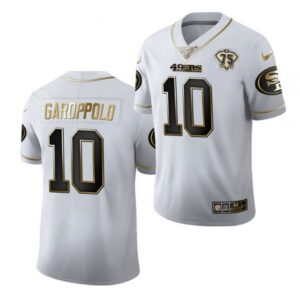 6861a84931db0_1 Men's San Francisco 49ers #10 Jimmy Garoppolo White Gold 75th Anniversary Stitched Jersey