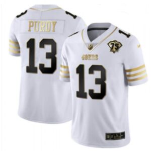 6861a84c37fa0_1 Men's San Francisco 49ers #13 Brock Purdy White Gold With 75th Patch Stitched Jersey