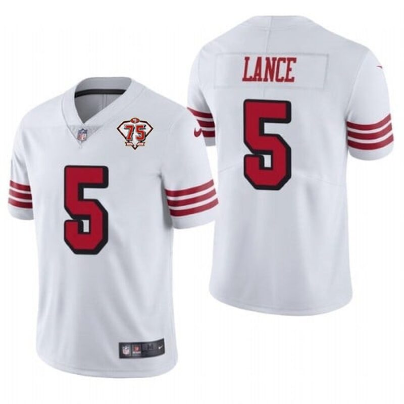 6861a86419157_1 Men's San Francisco 49ers #5 Trey Lance 2021 NFL Draft New White 75th Anniversary Color Rush Stitched NFL Jersey