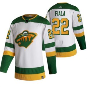 6861a8804eeeb_1 Men's Minnesota Wild #22 Kevin Fiala 2021 White Reverse Retro Stitched Jersey